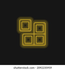 Block yellow glowing neon icon