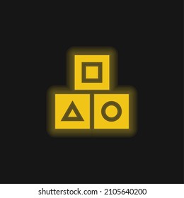 Block yellow glowing neon icon