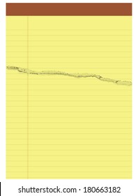 Block yellow office paper torn. Vector illustration.
