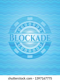Blockade sky blue water emblem background. Vector Illustration. Detailed.