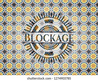 Blockage arabic style badge. Arabesque decoration.