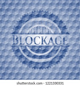 Blockage blue polygonal emblem.