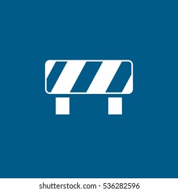 Blockage Road Sign Flat Icon On Blue Background