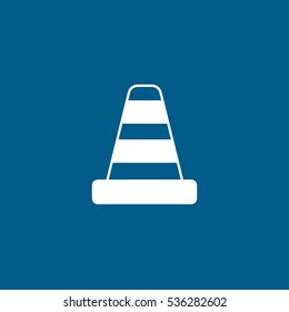 Blockage Road Sign Flat Icon On Blue Background