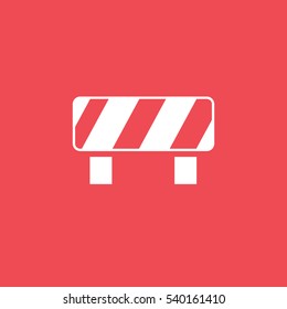 Blockage Road Sign Flat Icon On Red Background