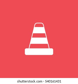 Blockage Road Sign Flat Icon On Red Background