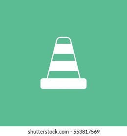 Blockage Road Sign Flat Icon On Green Background