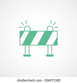 Blockage Road Sign Green Flat Icon On White Background