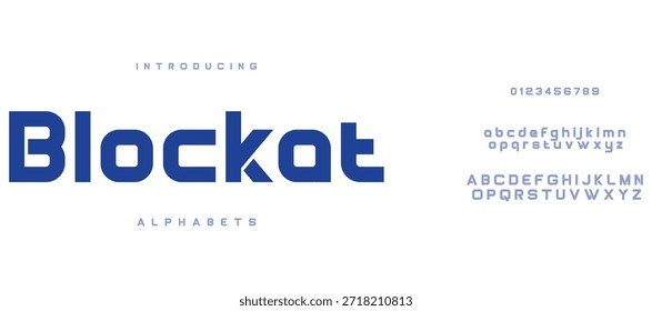 Blockat Creative modern unique alphabet display font vector. Luxury and clean sans serif typography style illustration