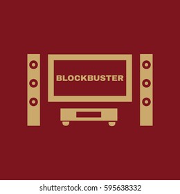 Blockbuster movie icon. TV and Home theater, cinema symbol. Flat design. Stock - Vector illustration