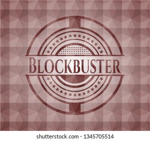 Blockbuster red seamless geometric emblem.