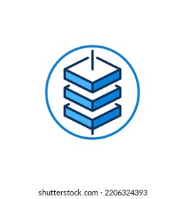 Blockchain with 3 blocks vector concept blue icon in circle - Block Chain Technology colored round symbol or design element 