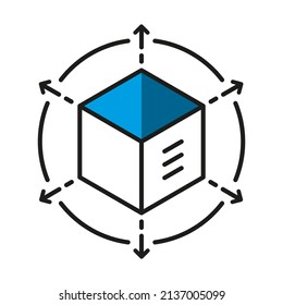 Blockchain 3D Würfel Symbol Design Vektorgrafik. Crypto Währung digital smart contract protokoll System enthalten kryptographische Hash, Transaktionsdaten, globale verlinkte Netzwerk. 