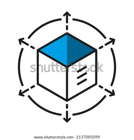 Blockchain 3D cube icon symbol design vector illustration. Crypto currency digital smart contract protocol system contain cryptography hash, transaction data, global linked network. 