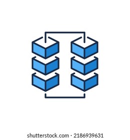 Blockchain with 6 Blocks vector concept blue icon - Block Chain Technology modern symbol