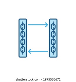 Blockchain and Arrows vector concept blue icon or logo element
