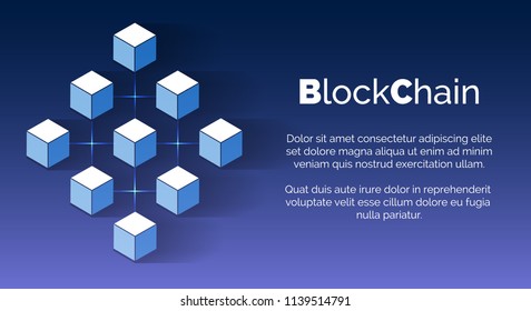 Blockchain background. Crypto currency blocks chain concept, chained blocking cryptocurrency network technology for digital economy
