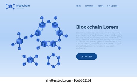 Blockchain background template. Finance and digital money banner with copy space. Crypto currency and bitcoin mining concept, vector illustration.