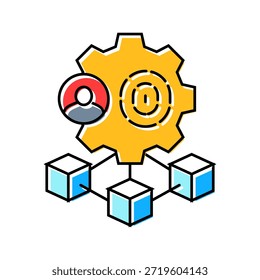 Vector de verificación de identidad basado en blockchain Icono de color de verificación de identidad basado en blockchain Ilustración de símbolo aislado