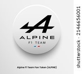 Blockchain based secure Cryptocurrency coin Alpine F1 Team Fan Token (ALPINE) icon isolated on colored background. Digital virtual money tokens. Decentralized finance technology illustration. 
