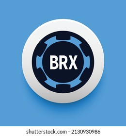 Blockchain based secure Cryptocurrency coin Breakout Stake (BRX) icon isolated on colored background. Physical bit coin. Digital currency. Altcoin symbol. Vector Illustration