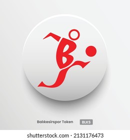 Blockchain based secure Cryptocurrency coin Balikesirspor Token (BLKS) icon isolated on colored background. Digital currency. Altcoin symbol. Altcoin Vector Illustration