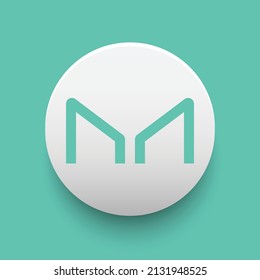 Blockchain based secure Cryptocurrency coin Maker (MKR) icon isolated on colored background. Digital virtual money tokens. Decentralized finance technology illustration. Altcoin Vector logos.