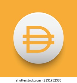 Blockchain based secure Cryptocurrency coin Dai (DAI) icon isolated on colored background. Digital virtual money tokens. Decentralized finance technology illustration. Altcoin Vector logos.