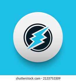 Blockchain based secure Cryptocurrency coin Electroneum (ETN) icon isolated on colored background. Digital virtual money tokens. Decentralized finance technology illustration. Altcoin Vector logos.