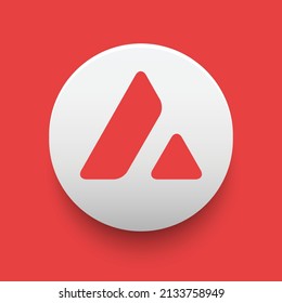 Icono de Avalanche (AVAX) de la moneda de criptodivisa segura basada en Blockchain aislado en fondo de color. El dinero virtual digital se necesita. Ilustración descentralizada de la tecnología financiera. Logotipos de Altcoin Vector.