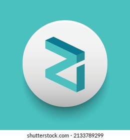 Blockchain based secure Cryptocurrency coin Zilliqa (ZIL) icon isolated on colored background. Digital virtual money tokens. Decentralized finance technology illustration. Altcoin Vector logos.