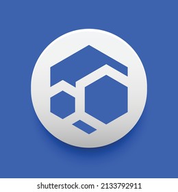 Icono de Flux (FLUX) de moneda de criptodivisa segura basado en Blockchain aislado en fondo de color. El dinero virtual digital se necesita. Ilustración descentralizada de la tecnología financiera. Logotipos de Altcoin Vector.