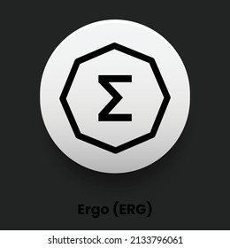 Blockchain based secure Cryptocurrency coin Ergo (ERG) icon isolated on colored background. Digital virtual money tokens. Decentralized finance technology illustration. Altcoin Vector logos.