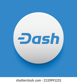 Blockchain based secure Cryptocurrency coin Dash Coin (DASH) icon isolated on colored background. Digital virtual money tokens. Decentralized finance technology illustration. Altcoin Vector logos.