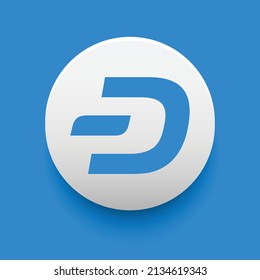 Blockchain based secure Cryptocurrency coin Dash Coin (DASH) icon isolated on colored background. Digital virtual money tokens. Decentralized finance technology illustration. Altcoin Vector logos.