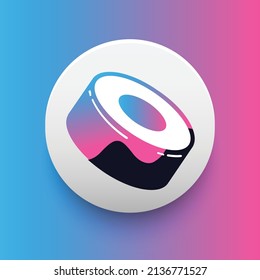 Blockchain based secure Cryptocurrency coin SushiSwap (SUSHI) icon isolated on colored background. Digital virtual money tokens. Decentralized finance technology illustration. Altcoin Vector logos.
