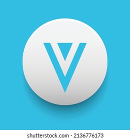 Blockchain based secure Cryptocurrency coin Verge (XVG) icon isolated on colored background. Digital virtual money tokens. Decentralized finance technology illustration. Altcoin Vector.