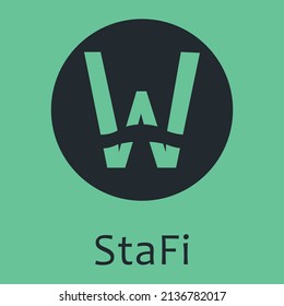 Blockchain based secure Cryptocurrency coin Stafi (FIS) icon isolated on colored background. Digital virtual money tokens. Decentralized finance technology illustration. Altcoin Vector logos.