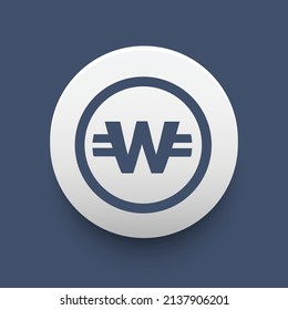 Blockchain based secure Cryptocurrency coin WhiteCoin (XWC) icon isolated on colored background. Digital virtual money tokens. Decentralized finance technology illustration. Altcoin Vector logos.