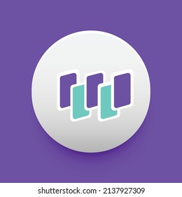 Blockchain based secure Cryptocurrency coin Waltonchain (WTC) icon isolated on colored background. Digital virtual money tokens. Decentralized finance technology illustration. Altcoin Vector logos.