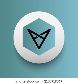 Blockchain based secure Cryptocurrency coin Vectorspace AI  (VXV) icon isolated on colored background. Digital virtual money tokens. Decentralized finance technology illustration. Altcoin Vector logo