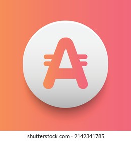 Blockchain based secure Cryptocurrency coin AppCoins (APPC) icon isolated on colored background. Digital virtual money tokens. Decentralized finance technology illustration. Altcoin Vector logos.
