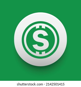 Blockchain Based Secure Cryptocurrency Coin All Sports (SOC) Icon Isolated On Colored Background. Digital Virtual Money Tokens. Decentralized Finance Technology Illustration. Altcoin Vector Logos.