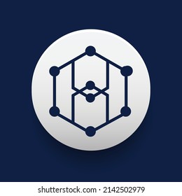 Blockchain based secure Cryptocurrency coin IoT Chain (ITC) icon isolated on colored background. Digital virtual money tokens. Decentralized finance technology illustration. Altcoin Vector logos.