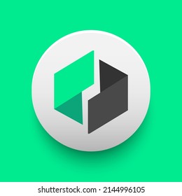 Blockchain based secure Cryptocurrency coin Ubiq (UBQ) icon isolated on colored background. Digital virtual money tokens. Decentralized finance technology illustration. Altcoin Vector logos.