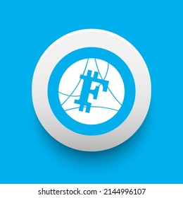 Blockchain based secure Cryptocurrency coin FujiCoin (FJC) icon isolated on colored background. Digital virtual money tokens. Decentralized finance technology illustration. Altcoin Vector logos.