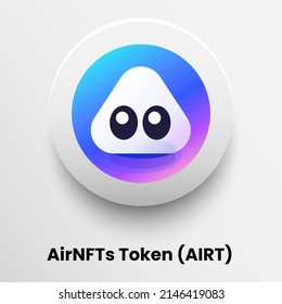 Blockchain based secure Cryptocurrency coin AirNFTs Token (AIRT) icon isolated on colored background. Digital virtual money tokens. Decentralized finance technology illustration. Altcoin Vector logos.