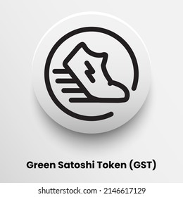 Blockchain based secure Cryptocurrency coin Green Satoshi Token (GST) icon isolated on colored background. Digital virtual money tokens. Decentralized finance technology illustration. Altcoin Vector 