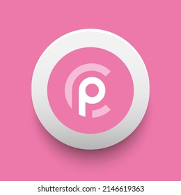 Icono de la moneda de criptografía (PINK) de la cadena de bloqueo aislado en fondo de color. El dinero virtual digital se necesita. Ilustración descentralizada de la tecnología financiera. Logotipos de Altcoin Vector.