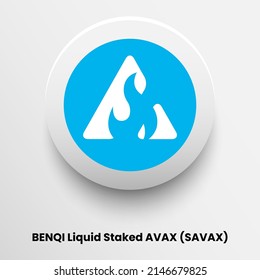 Blockchain based secure Cryptocurrency coin BENQI Liquid Staked AVAX (SAVAX) icon isolated on colored background. Digital virtual money tokens. Decentralized finance technology illustration.